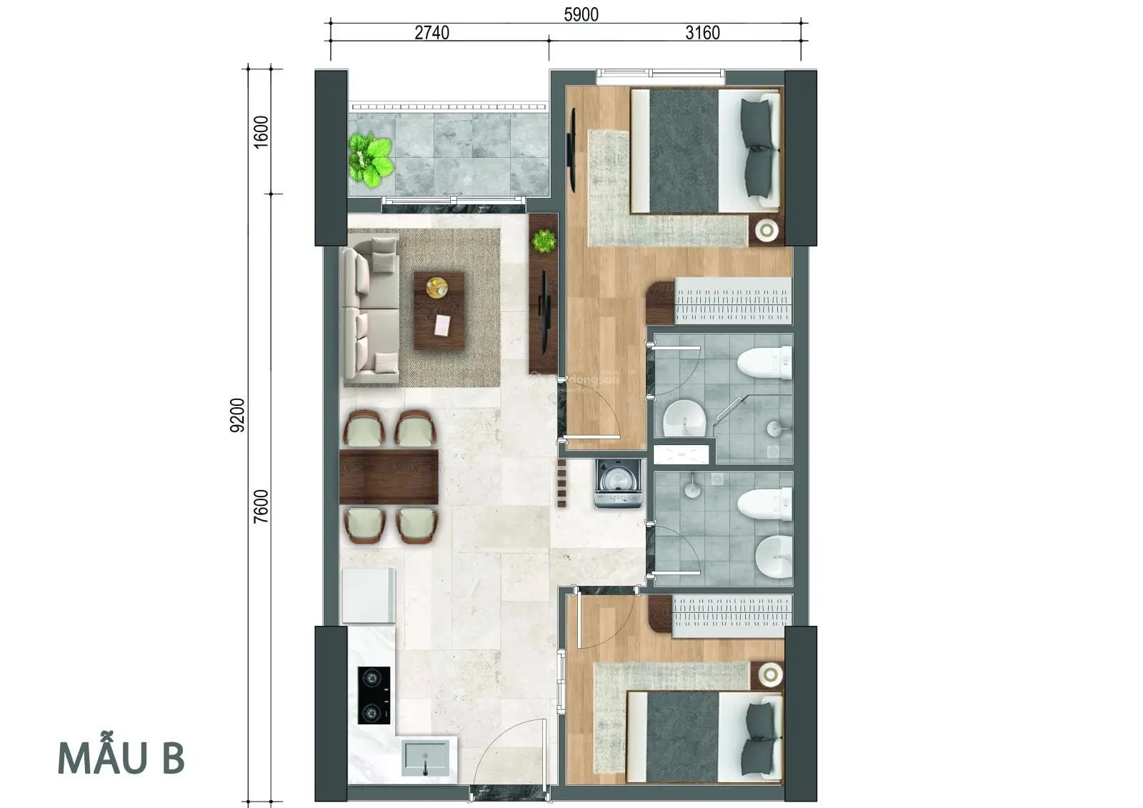 Bán căn hộ chung cư tại Bcons Avenue - giá sốc chỉ 1,987 tỷ VND - cam kết thuê lại 288tr/2 năm