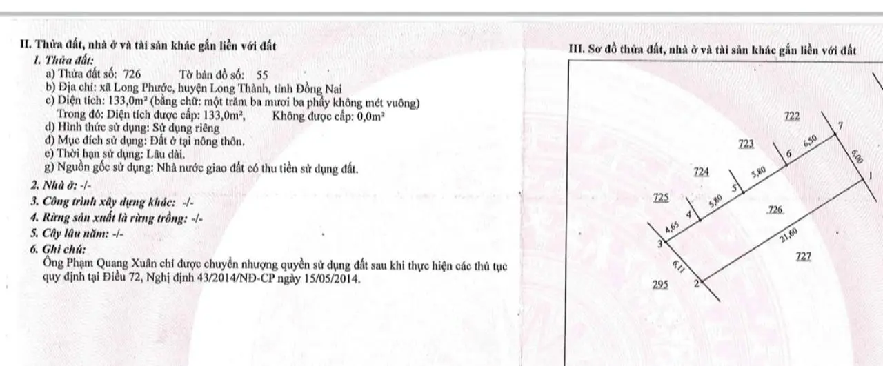 Bán đất gần sân bay Long Thành Đồng Nai 133m2 giá 1 tỷ 350 giá năm 2018