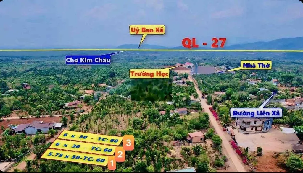 Đất thổ cư gần NHÀ THỜ, TRƯỜNG HỌC tại Dray Băng Cư Kuin, khu bàn cờ