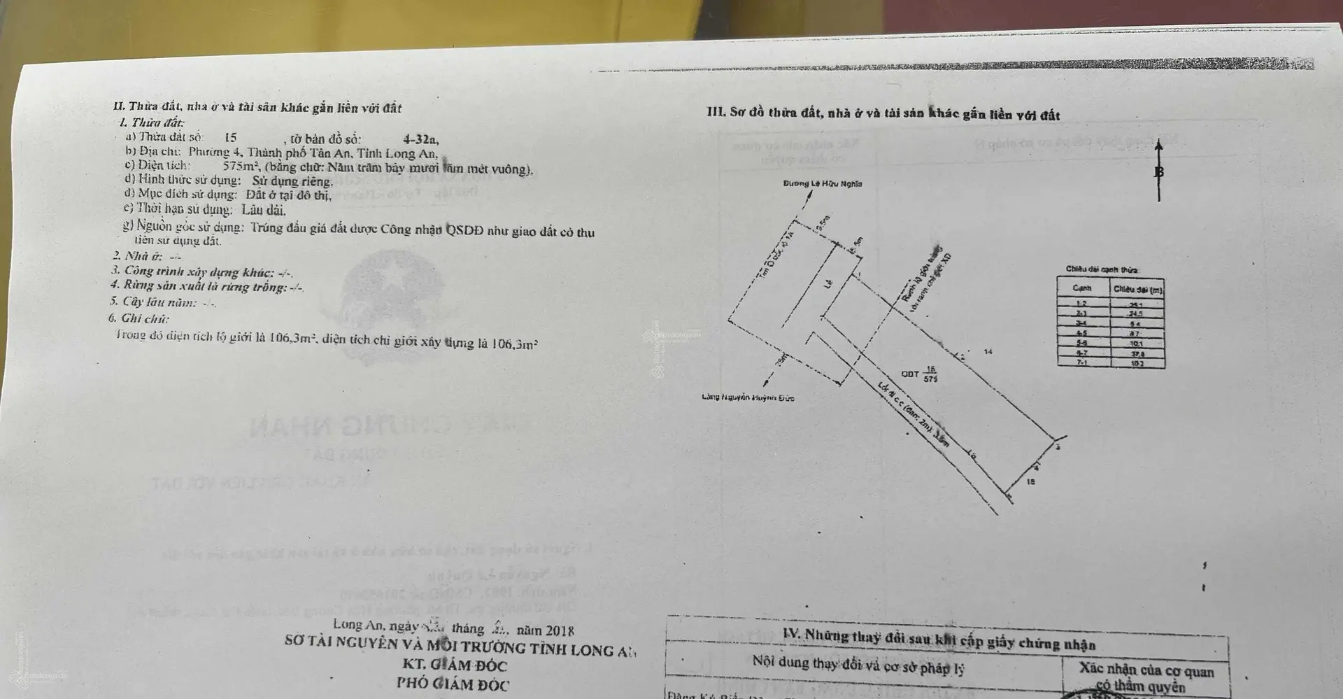 Cần bán gấp 575 m2 đất thổ hai MT Quốc Lộ 1A P4 Tân An giá: 8,5 tỷ