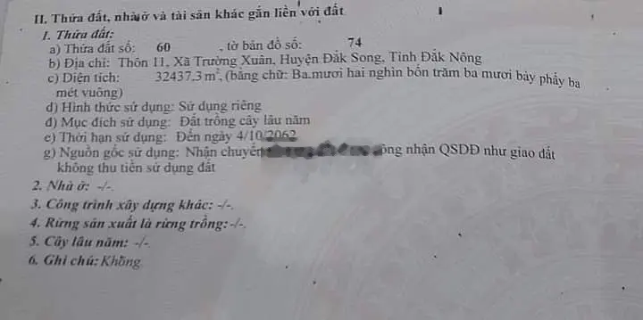 Bán 3.2ha đất xã Trươngd Xuân ao hồ điện nước oto đến nơi