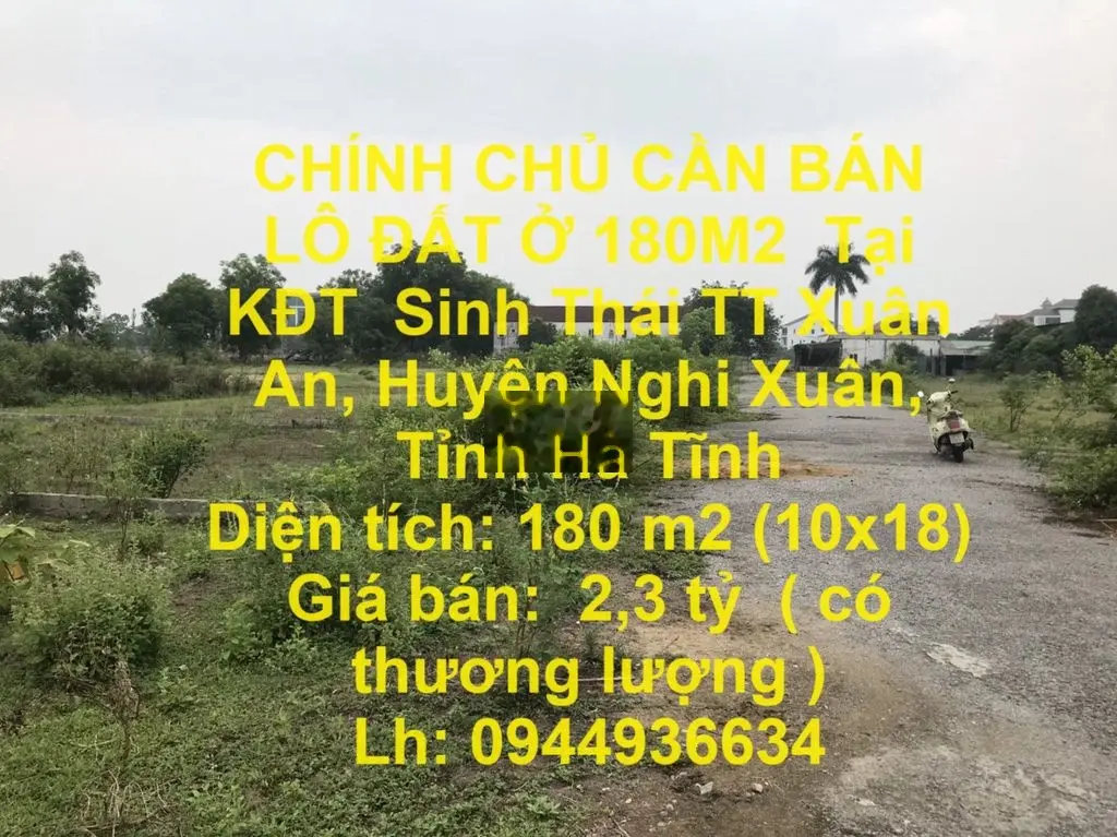 BÁN ĐẤT Ở 180M2 Tại KĐT Sinh Thái TT Xuân An,Huyện Nghi Xuân,Hà Tĩnh