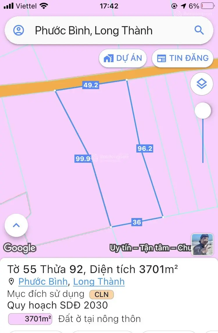 Chính chủ gửi bán 3700m2 đất tại xã Phước Bình - Long Thành. LH: 0988 960 ***. Mr. Hùng