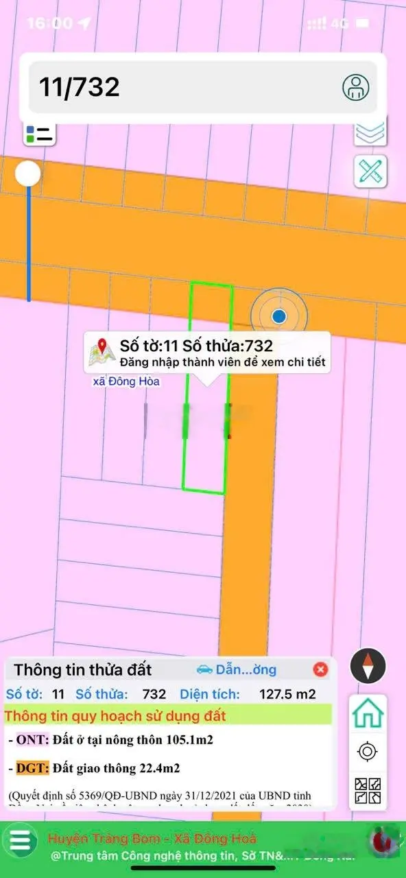 Lô góc hai mặt tiền đường nhựa thông Đông Hoà cách sân bay Long Thành 12km giá 1 tỷ 5. Lh0799 216 ***