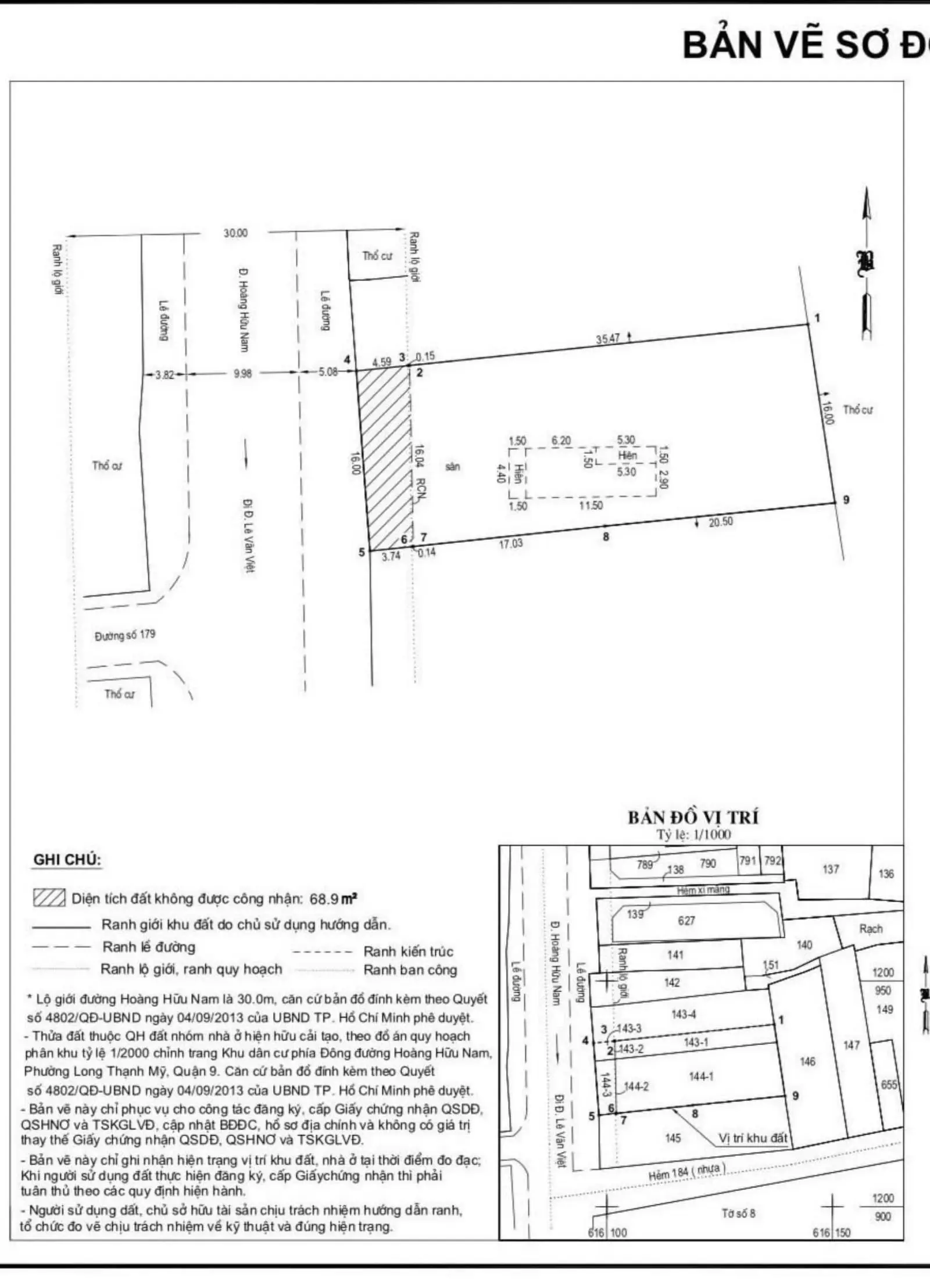 Cần bán 582m2 đất mặt đường Hoàng Hữu Nam, phường Tân Phú Q9.Tp. Thủ Đức