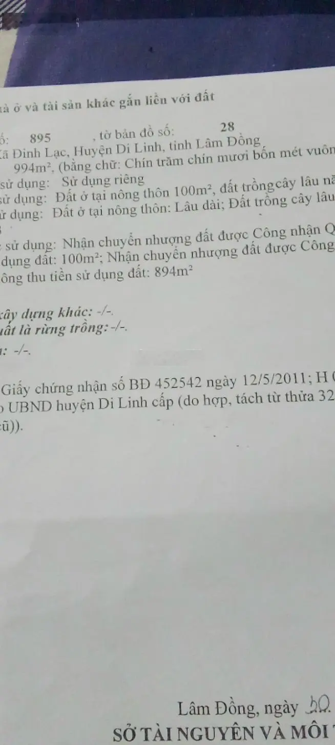 Chính chủ cần bán gấp lô đất vị trí đẹp ngay xã Đinh Lạc, Di Linh, Lâm Đồng