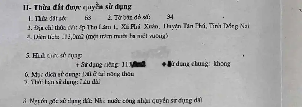 Bán Nhà Ở 113m2 Tân Phú - Đồng Nai