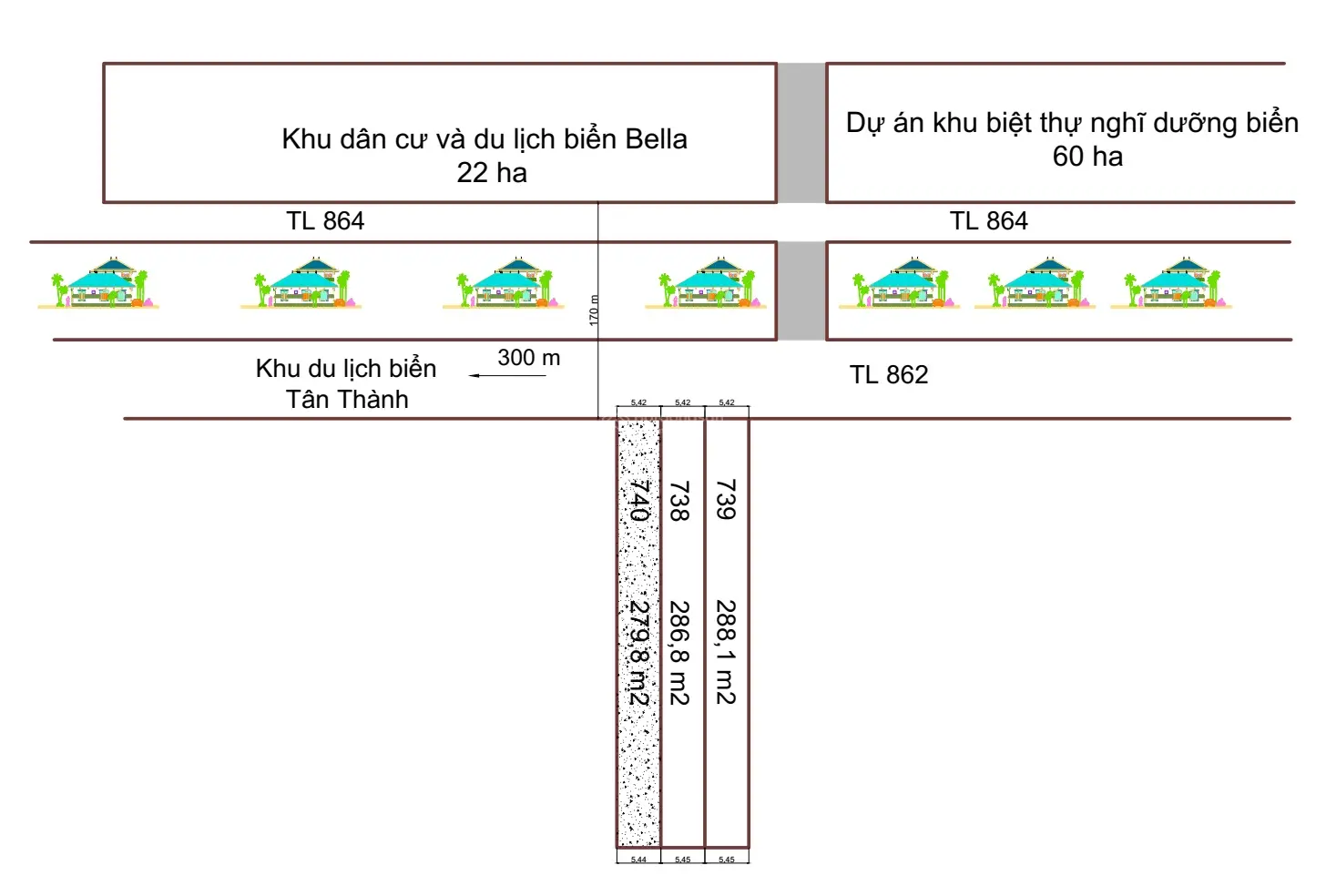 Bán 3 lô đất liền kề gần biển ở Tiền Giang