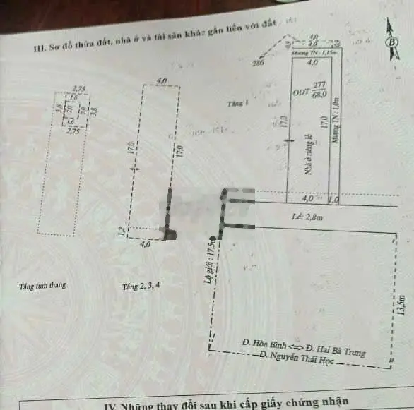 BÁN NHÀ MẶT TIỀN ĐƯỜNG NGUYỄN THÁI HỌC (đối diện tiệm vàng KIM HOÀNG)