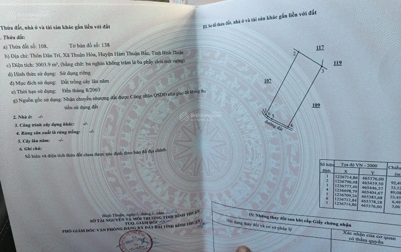 Bán lỗ 3003.9m2 đất MT đường Bê tông, cách đường liên xã 500m, cách sân bay 30p, giá lỗ 540triệu