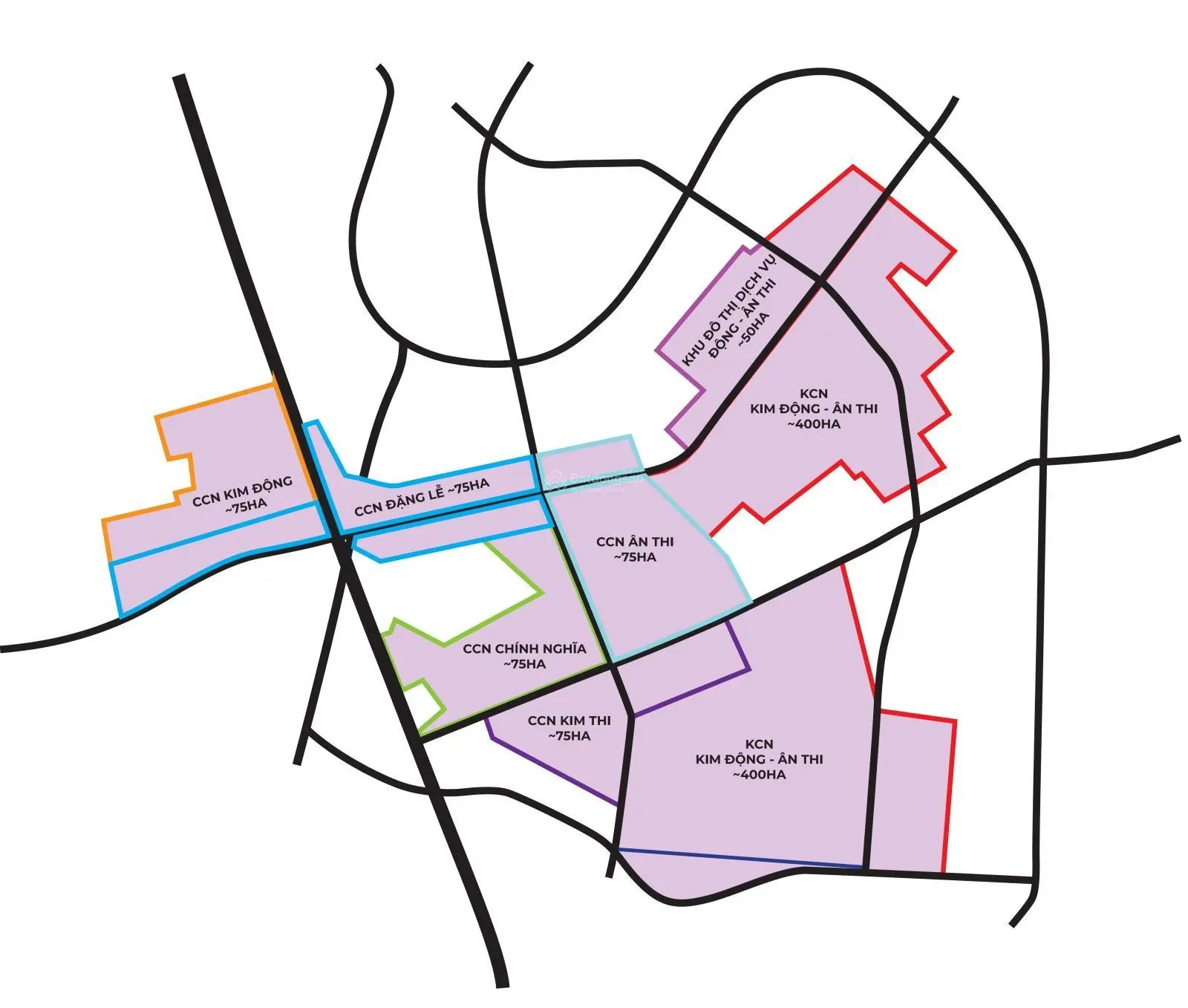 Cụm công nghiệp Kim Động Đặng Lễ: 5000m2 - 10ha. Giá 2,9tr/m2. Quý I/2025 bàn giao