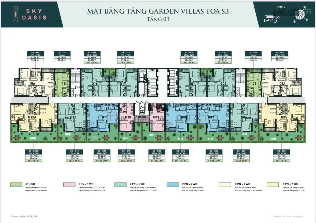 Bán căn 2PN 1WC Sky Oasis Ecopark. Full đồ. Giá bán 2,5x tỷ bao phí, LH 0948 014 ***