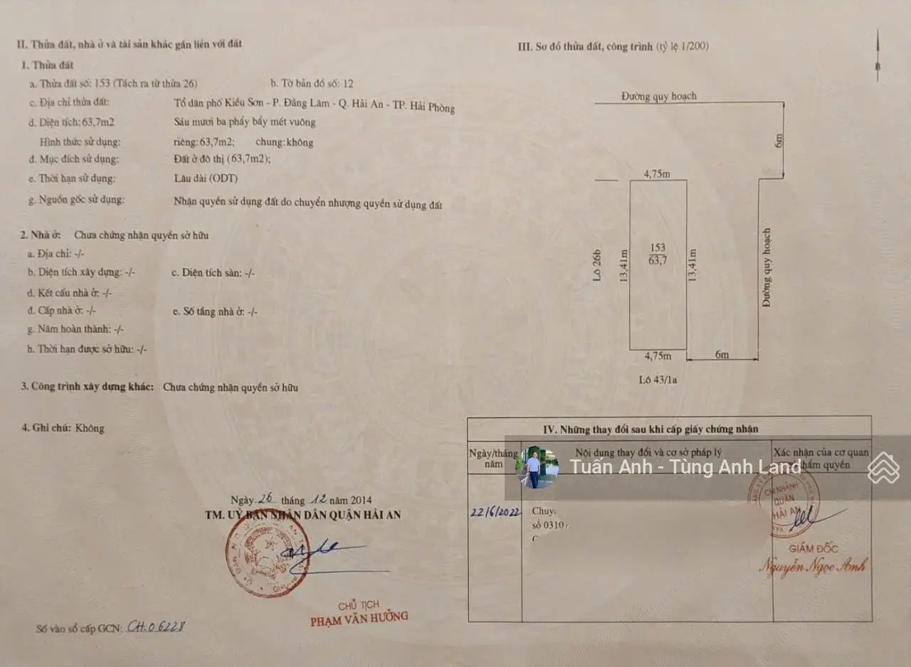 Siêu phẩm lô góc 63,7m2 khu phân lô Kiều Sơn thông 193 Văn Cao