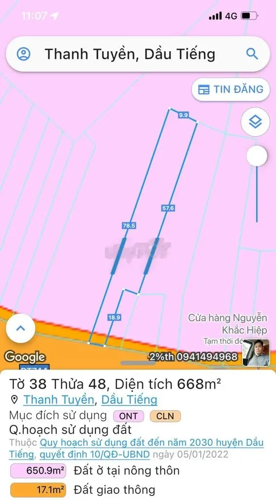 Ngân hàng thanh lý lô đất mặt tiền đường DT744, ngang 5m nở hậu 10m