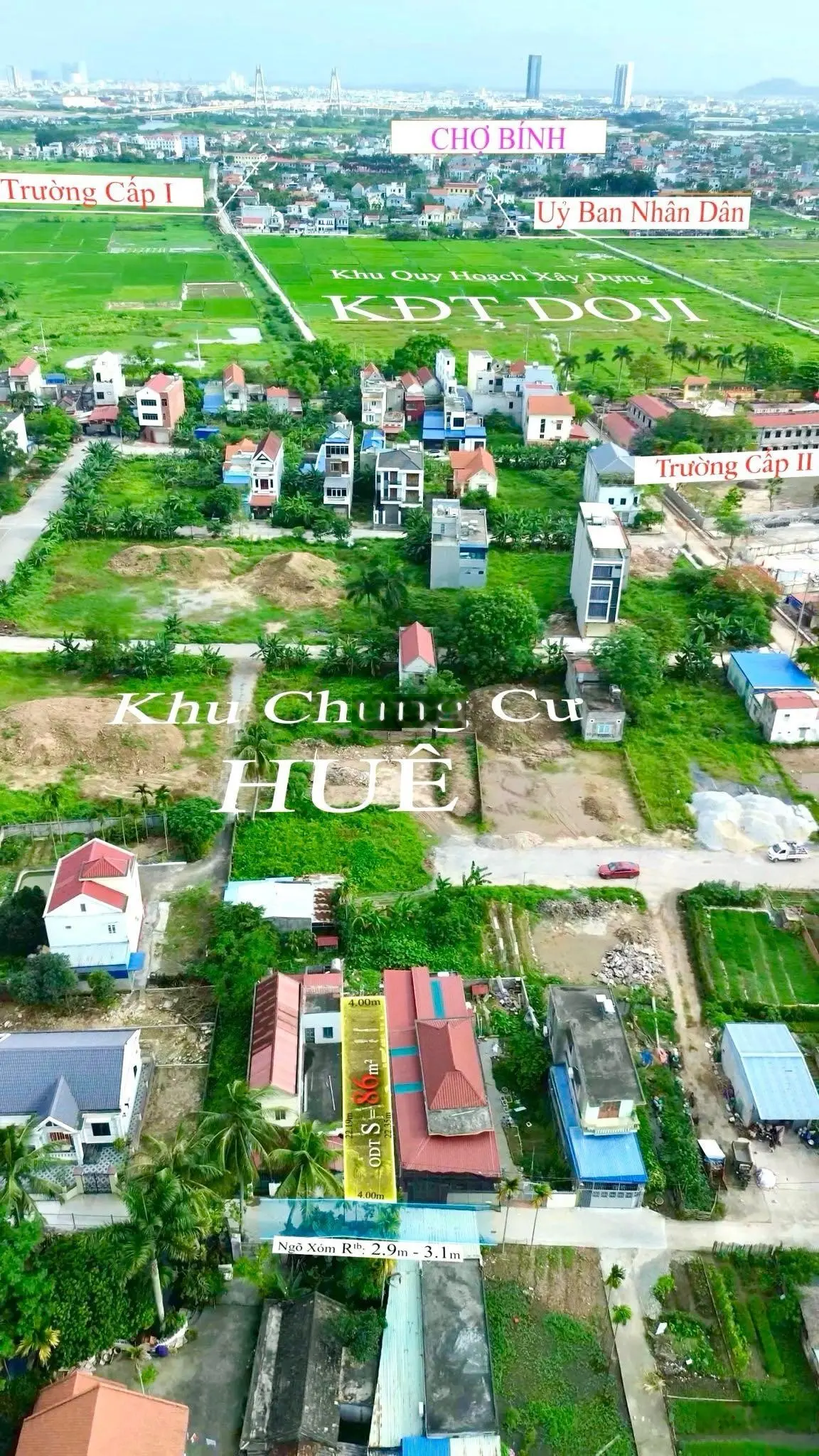 Chính chủ lô 100m2 chung cư Huê, Hoa Động nằm giữa hai dự án lớn Hoàng Huy Green và Doji