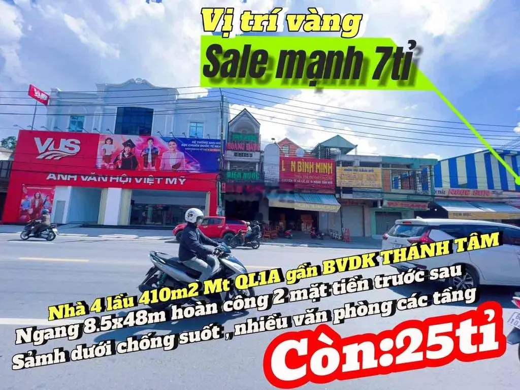 Bán nhà 2 mặt tiền 410m2 Ql1A ngay BV ĐK THÁNH TÂM P.Tân Biên Tp.Biên