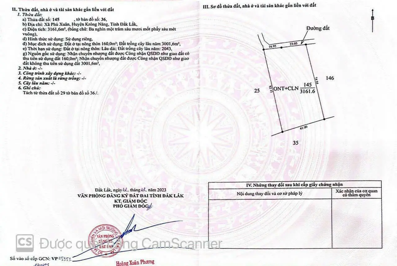 Bán đất thổ cư, gần KCN Phú Xuân, Krong Năng dt 3161m2 sẵn 160m2 thổ cư