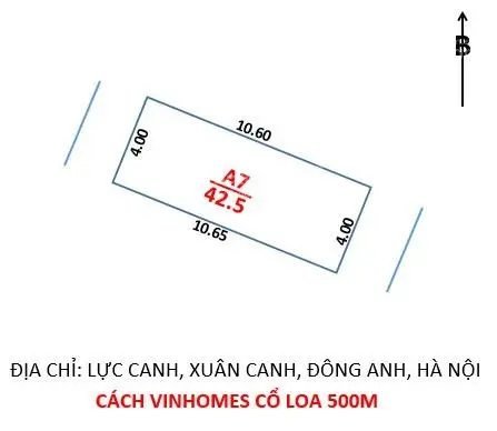 Nhỉnh 3 tỷ 43m2 có 2 mặt tiền Lực Canh, Xuân Canh, Đông Anh, Hà Nội. Oto đỗ cổng, gần phố, lõi Vin