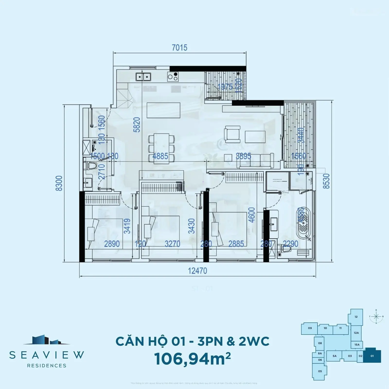 Sở hữu căn 3 ngủ tại Seaview Residences - Trả trước 25% - Ân hạn gốc lãi 24 tháng. Lh: 0948 663 ***