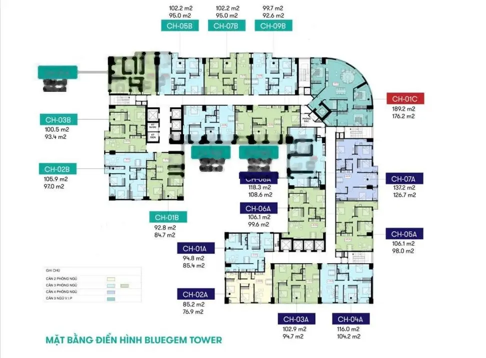 Nhận giữ chỗ chung cư BlueGem Tower Thanh Trì 3PN: 84.7m2 - 93m2 - 95m2 - 126.7m2