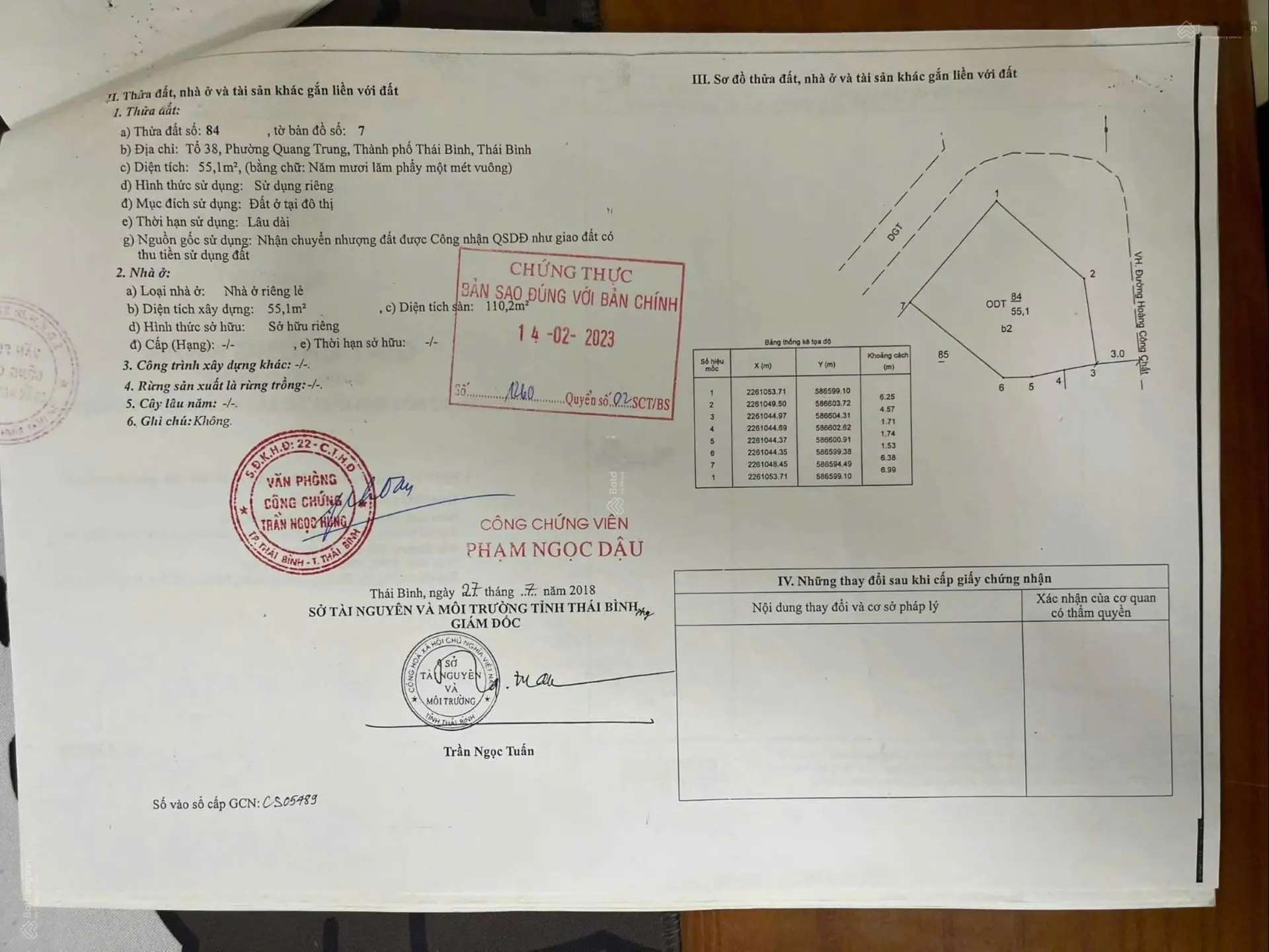 Bán căn nhà riêng 5 tầng lô góc ngã 6 chợ Cống Trắng - Quang Trung - TP Thái Bình