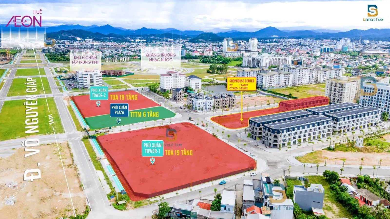 Shophouse trục Võ Nguyên Giáp, view quảng trường tỉnh, gần Aeon Mall Huế - giá 2tỷ3 (30% SP)