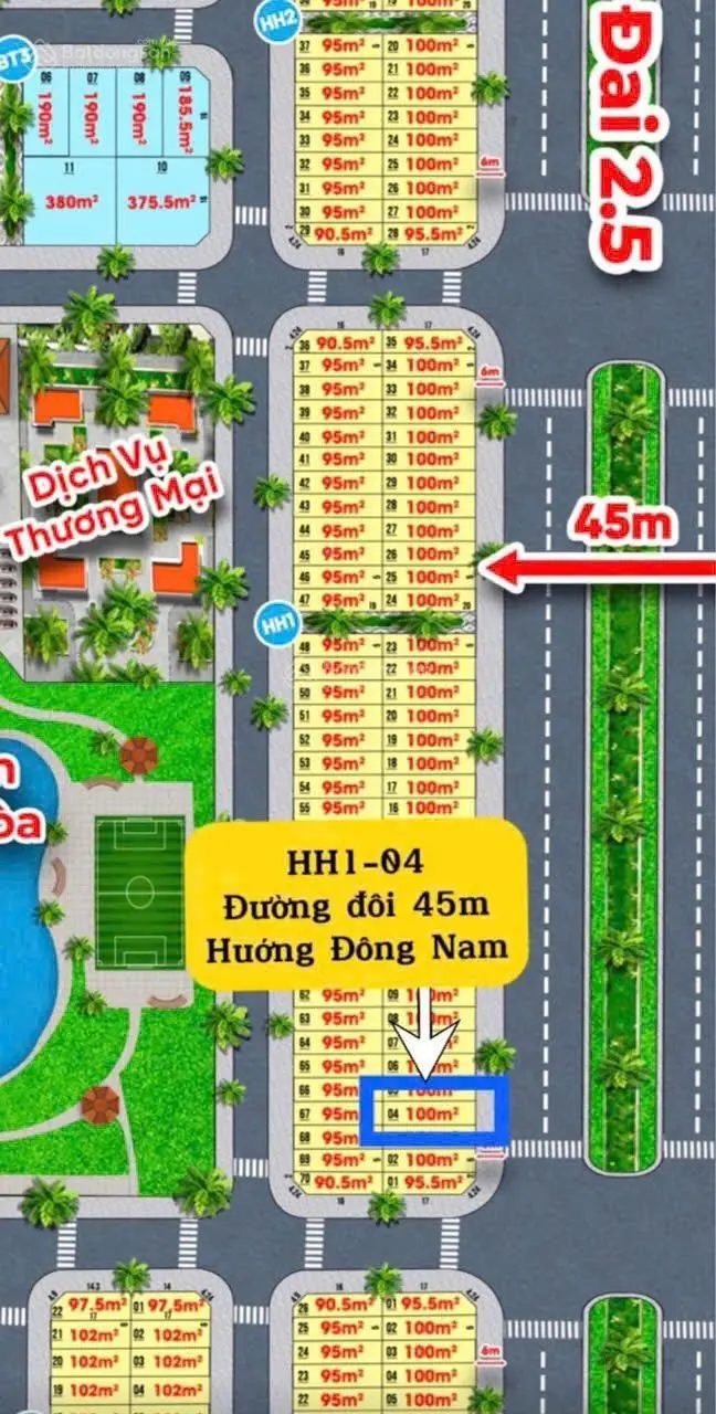 Cơ hội sở hữu lô đất trục đường 45m cực đẹp, giá chỉ 1,8 tỷ VND tại Dự án 520 Đông Sơn