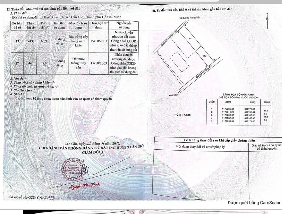 Bán đất Bình Khánh, Cần Giờ quy hoạch đất ở