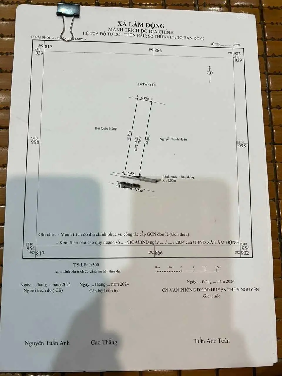 Bán lô đất 220m2 xã mặt đường nhựa 7m xã Lâm Động, Thủy Nguyên, giá chỉ 11,5 triệu/m2. Rẻ vô đối