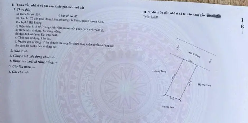 Mở bán 3 lô đất liền kề tại Đông Lãm, Đa Phúc, Dương Kinh ngõ 5m, 51.9m2 ngang 4,4m giá chỉ 1,3x tỷ