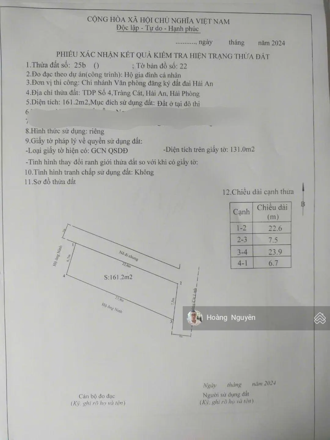 Bán đất mặt đường Cát Linh - Tràng Cát Hải An lô góc 2 mặt thoáng cực hiếm