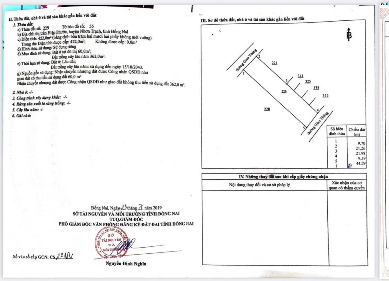 Bán đất 2 mặt tiền trước sau Thị trấn Hiệp Phước, Nhơn Trạch, vuông vắn giá cực tốt