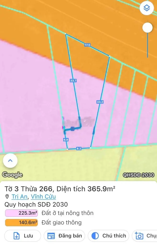 Cần bán gấp đất mặt tiền DT 768 Vĩnh An