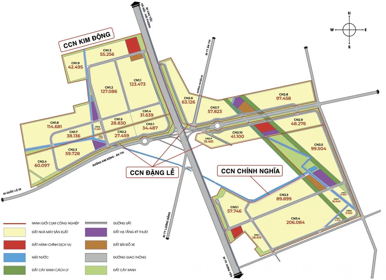 Chủ đầu tư cần bán đất công nghiệp từ 5000m2 - 5ha CCN Kim Động - Đặng Lễ - Chính Nghĩa từ 2,840tr