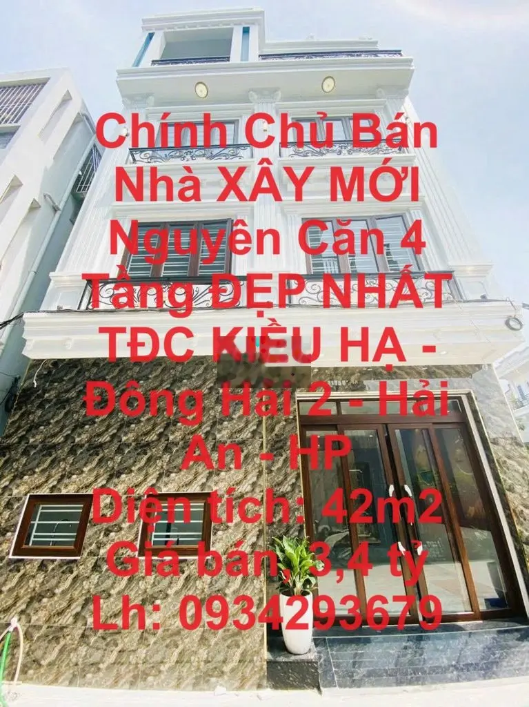 Nhà XÂY MỚI Nguyên Căn 4Tầng ĐẸP NHẤT TĐC KIỀU HẠ Đông Hải 2 Hải An HP