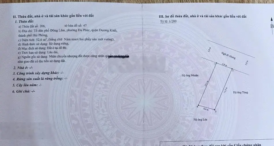 Mở bán 3 lô đất liền kề tại Đông Lãm, Đa Phúc, Dương Kinh ngõ 5m, 51.9m2 ngang 4,4m giá chỉ 1,3x tỷ