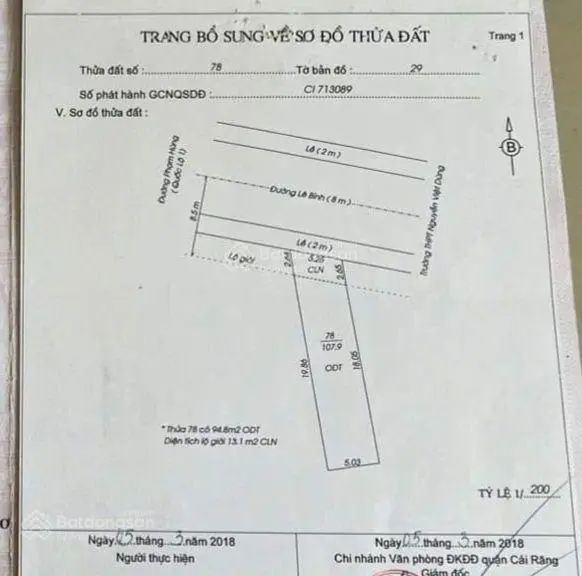 Bán mặt tiền đường Lê Bình, Cái Răng gần trường học cấp 3, UBND gần chợ đang cho thuê có thu nhập