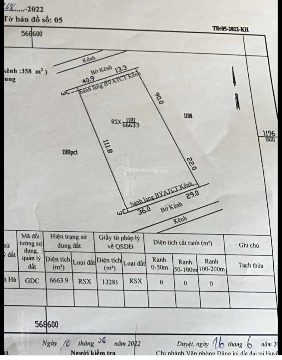 Đất bán 2 mặt tiền kênh tại xã Mỹ Quý Tây, Đức Huệ, Long An, DT: 6,700m2