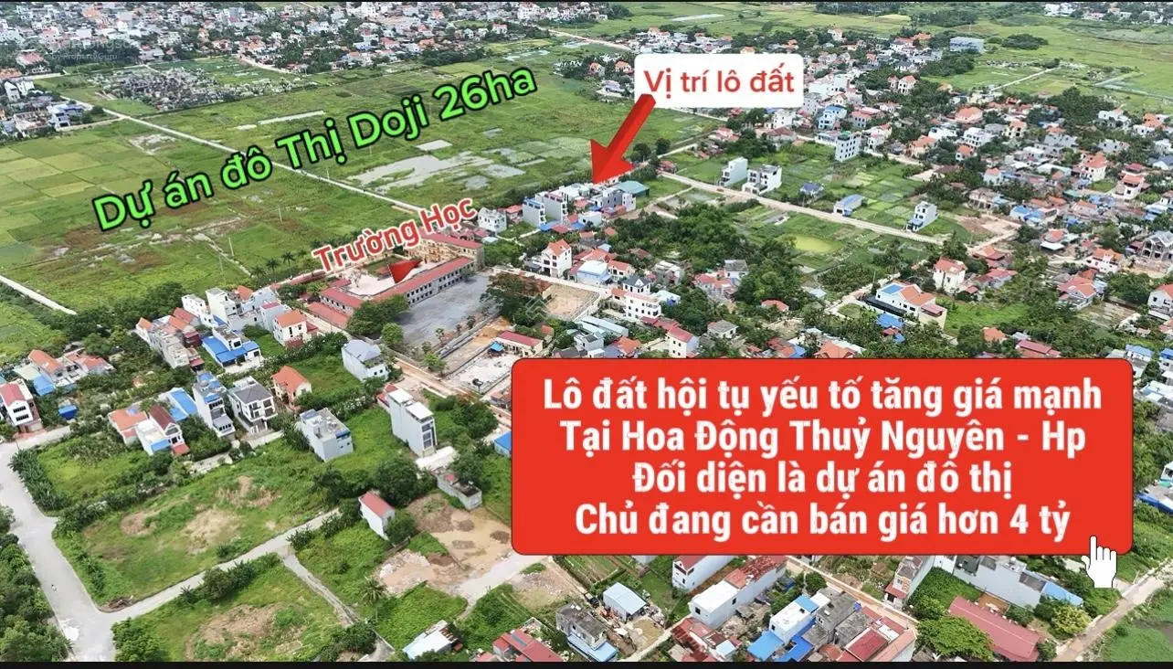 BÁN ĐẤT TẠI KHU ĐÔ THỊ BẮC SÔNG CẤM - Thuỷ Nguyên 100m2 đối diện khu đô thị Doji chuẩn bị khởi công