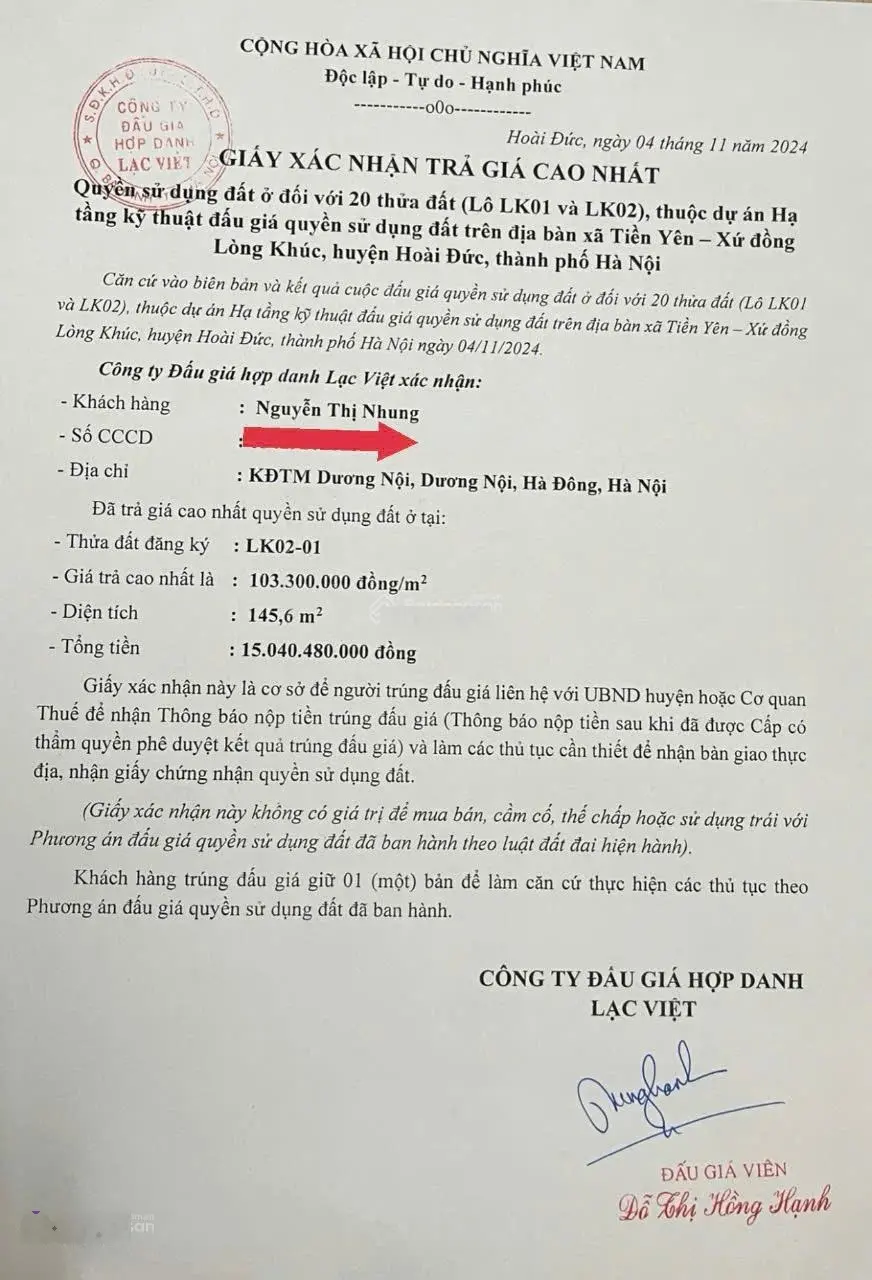 Bán đất lô góc Tiền Yên, Hoài Đức, sát Vành Đai 4, 145,6m², giá 103,3 triệu, hạ tầng hoàn thiện