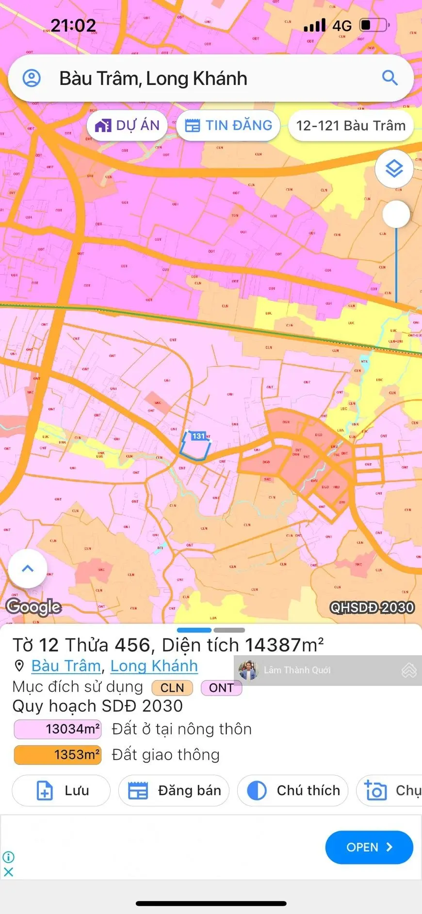 Bán nhà MT Điểu Xiển, 130x120, 15.000m2, ngay trung tâm Tp Long Khánh, 115 tỷ