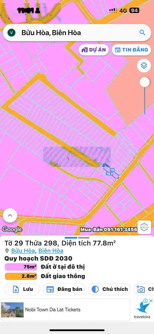 Hàng độc!Chủ gởi lô đất 77.8m2 Bửu Hoà mặt tiền kinh doanh buôn bán gần chân cầu Bửu Hoà, sổ riêng