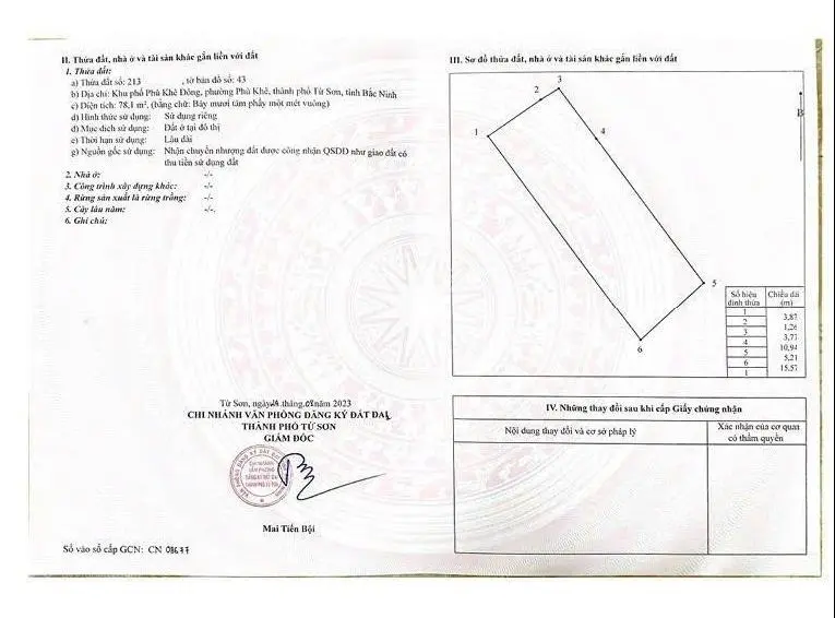 Lô đất đẹp long lanh cạnh chợ DT 78m2 MT 5 m mà chỉ có giá 1.3 tỷ Phù Khê Thượng Phù Khê Từ Sơn