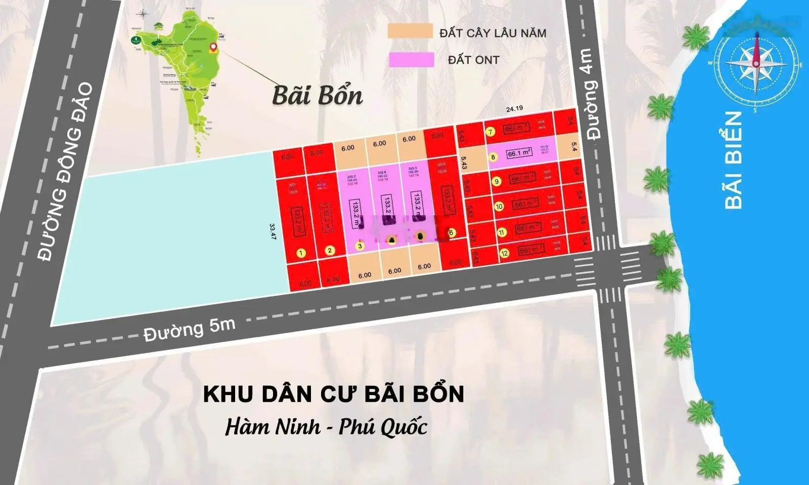 Duy nhất 1 lô đất hướng biển Bãi Bổn, Phú Quốc, sẵn thổ cư, xây nhà ở luôn