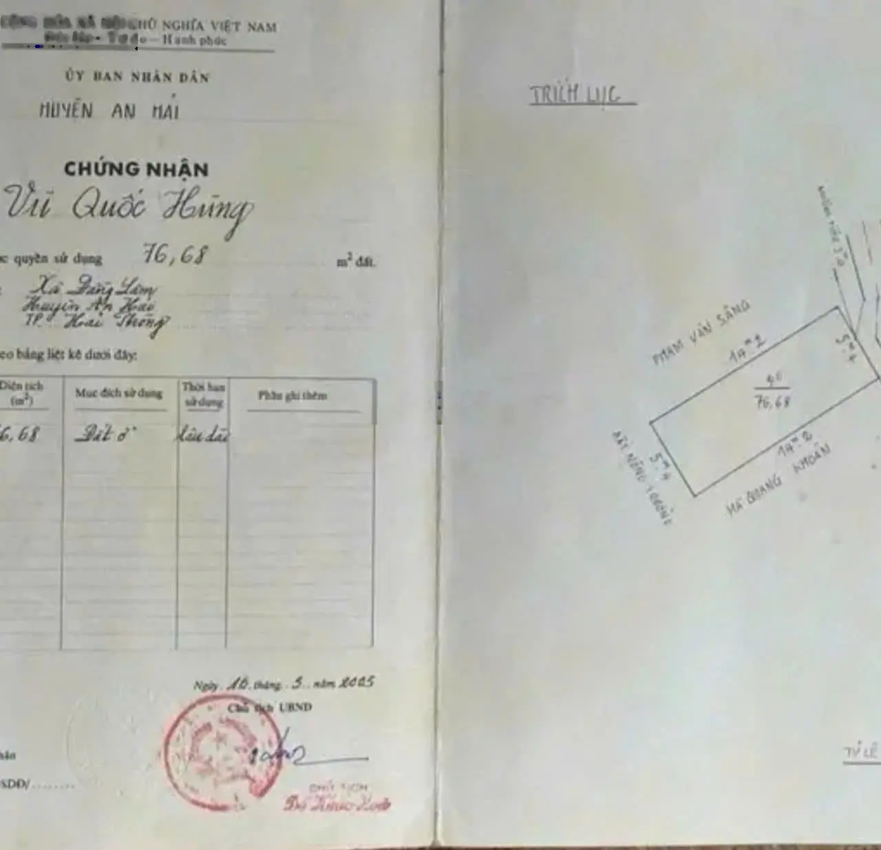 Chính chủ bán lô đất mặt ngõ 522 Ngô Gia Tự thông các ngả 76m2 buôn bán được