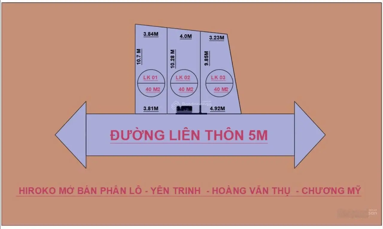 Bán đất xã Hoàng Văn Thụ Lô đất rẻ nhất Hà Nội. Lô góc 03 giá 560tr. Liên thôn 40m2. Đường ôtô vào