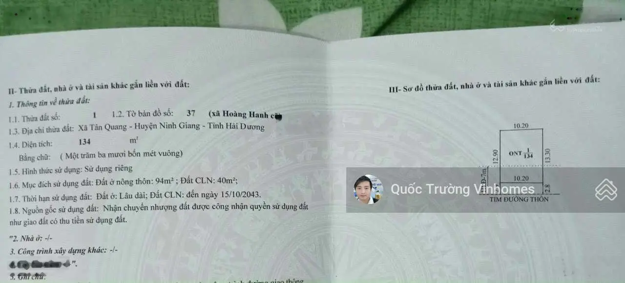 Mặt tiền 10.2m tổng sử dụng dôi dư gần 200m, giáp sông mát mẻ, đường ô tô tránh