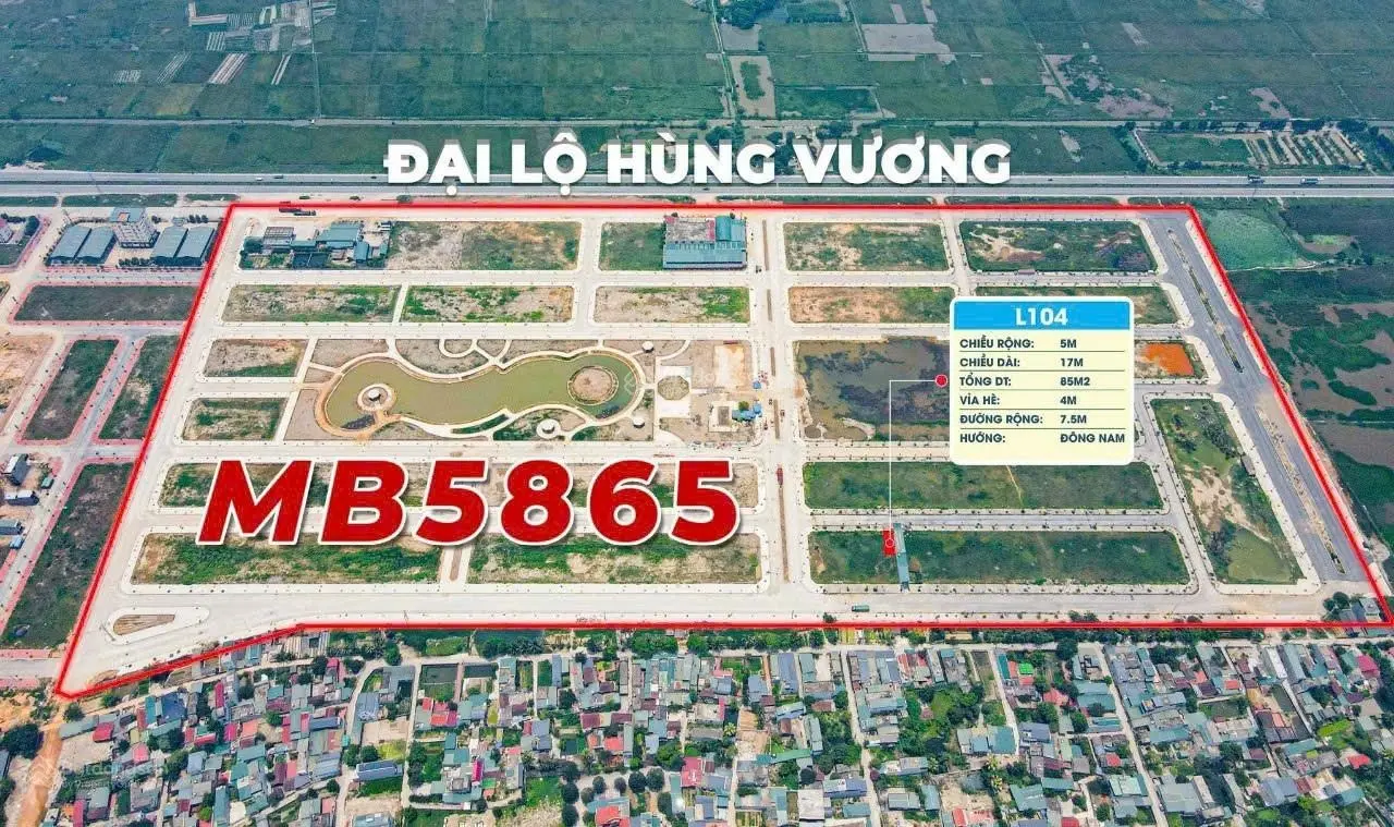 0968 034 ***. Bán lô đất 85m2, cạnh Aeon Mall Thanh Hóa, gần đại lộ Hùng Vương, đã có sổ đỏ