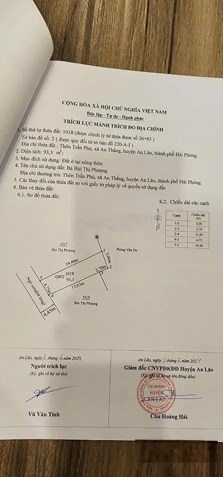 Bán lô đất 93,3m2 chính chủ tại An Thắng