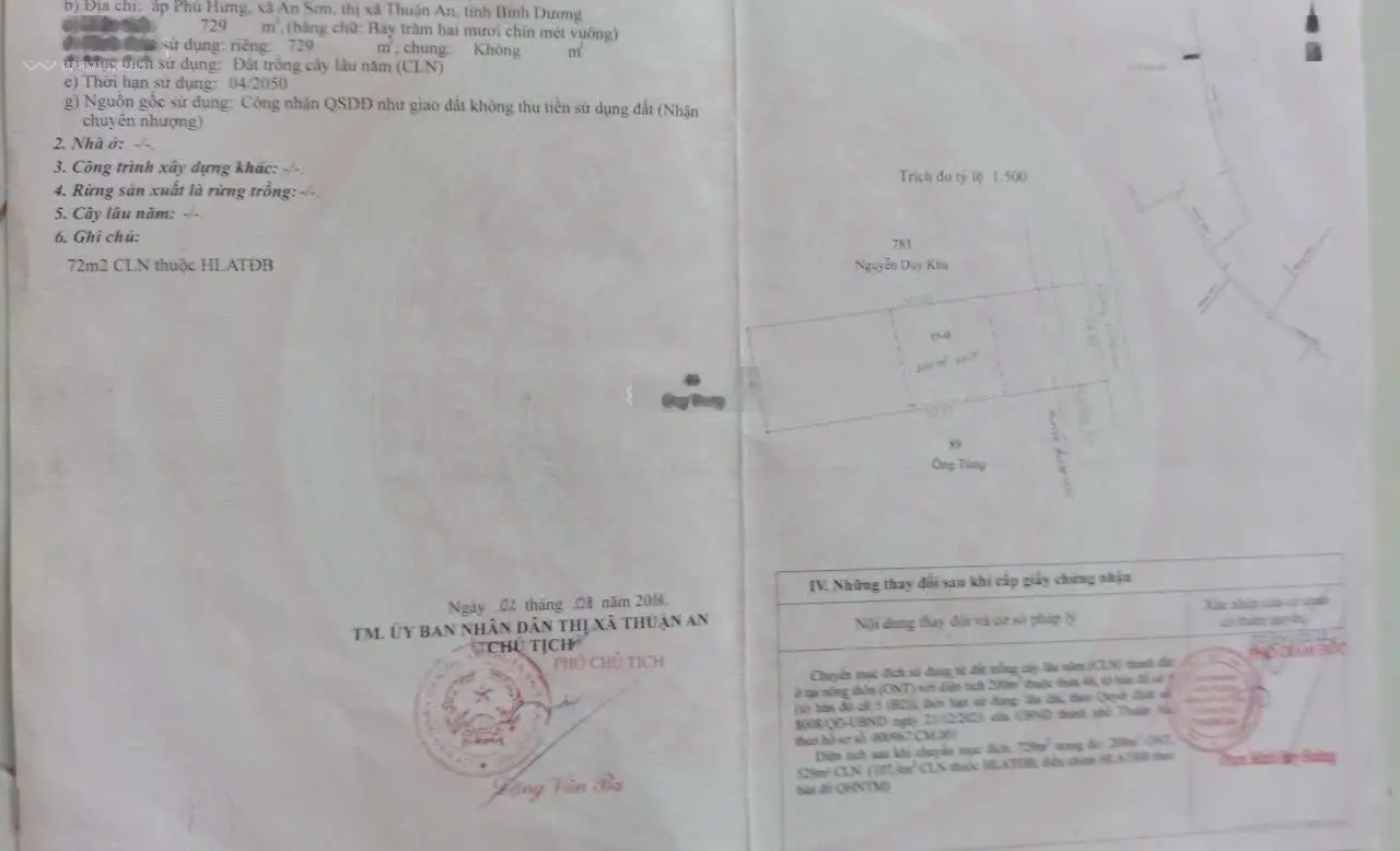 Bán lô đất vườn măng An Sơn, đường xe tải, thông, gần VĐ3 , tổng 729m2 ( 14,4 x 50)
